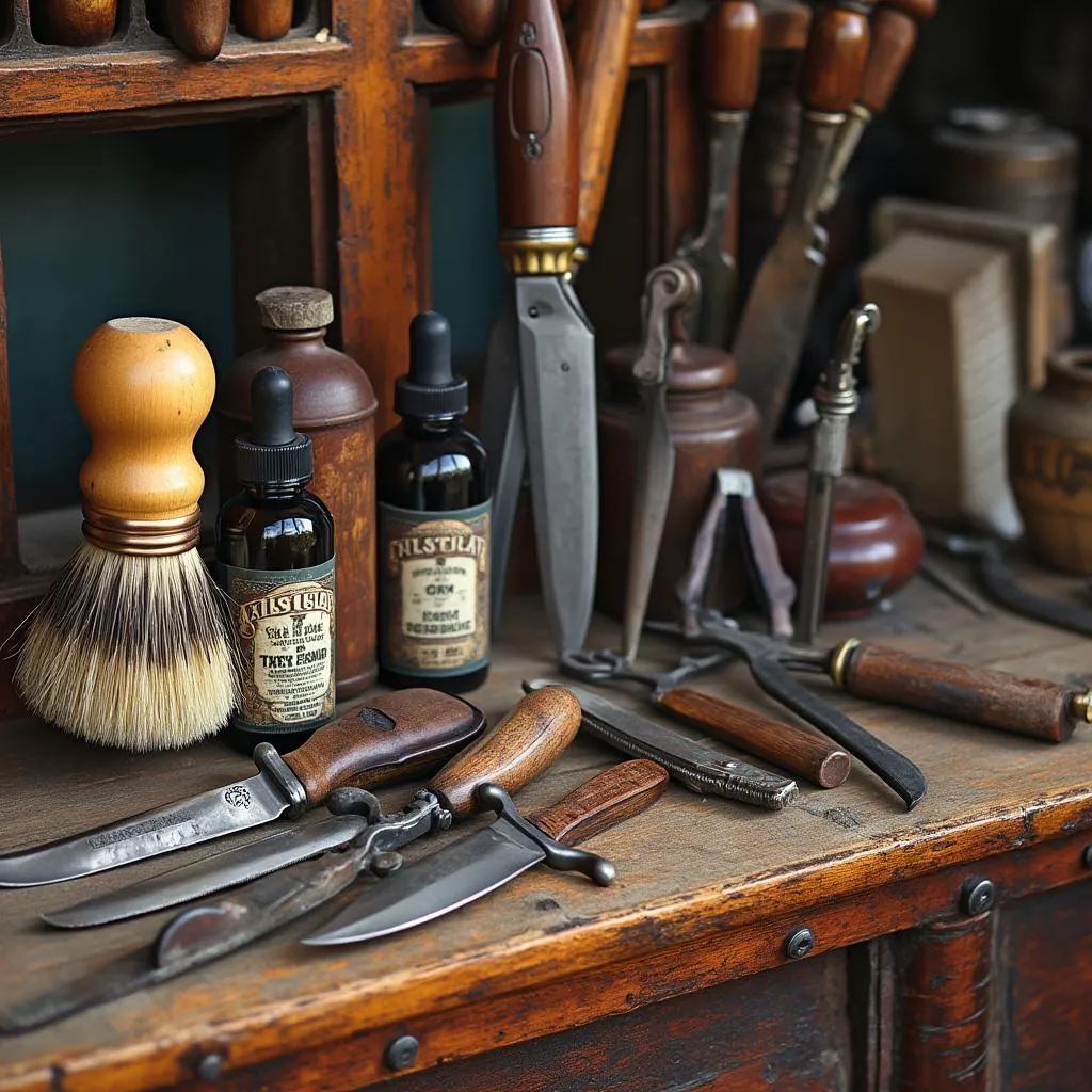 Herramientas tradicionales de barbería